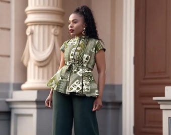 Tiwa Green Peplum Top - Etsy