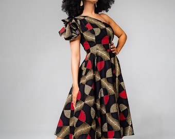 ADAEZE RED AND black dress