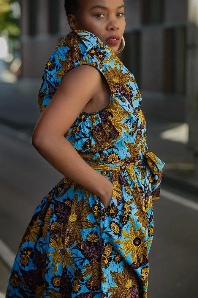 Zendaya Blue and Brown Floral Midi Dress - Etsy