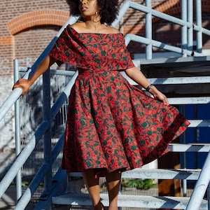 Oyin Midi African Print Cape Dress