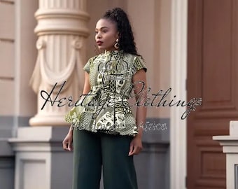 Tiwa Green Peplum Top - Etsy