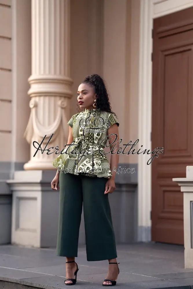 Tiwa Green Peplum Top - Etsy