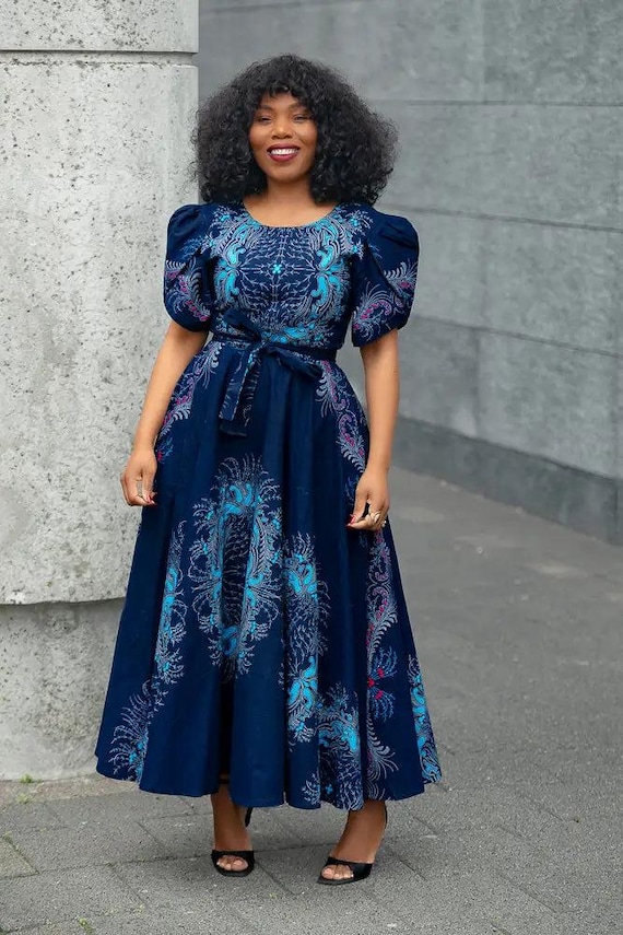 navy blue midaxi dress Emily Padded Ribbon Midaxi Dress (Navy)