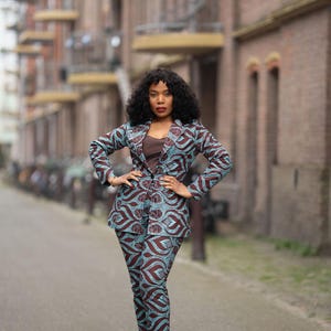 Zora Teal Burgunderrote Jacke-Hosen-Set Damenkoordinierte zweiteilige Outfit-formelle Geschäftsklage