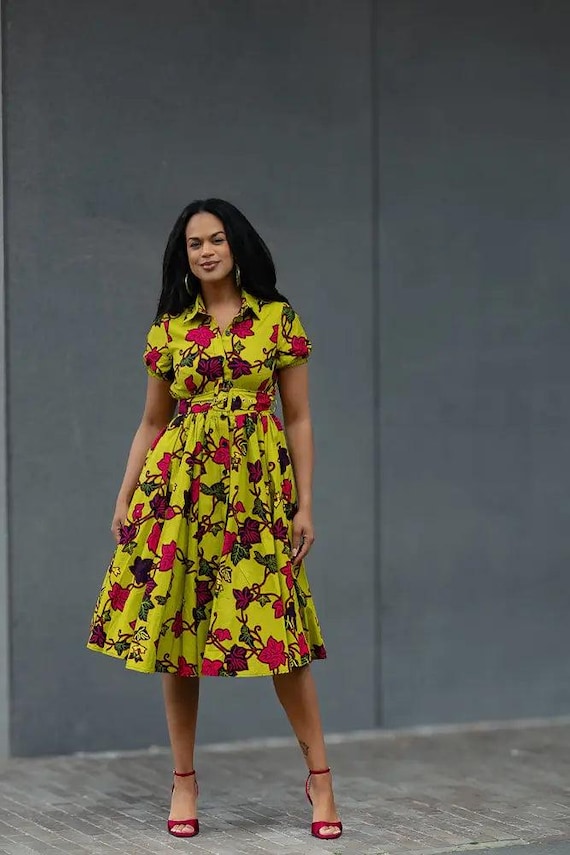 chartreuse dress midi Silk Billowy Sleeve Midi Wrap Dress