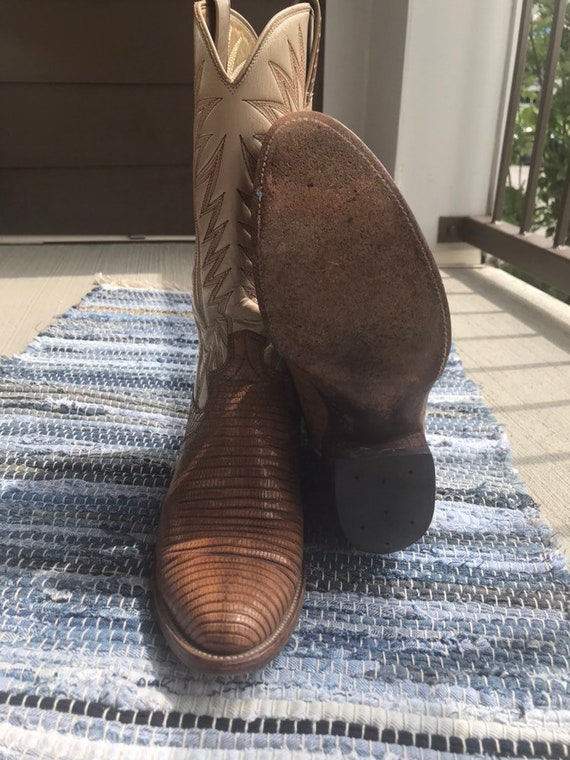 Vintage Dan Post lizard skin western boots sz 9