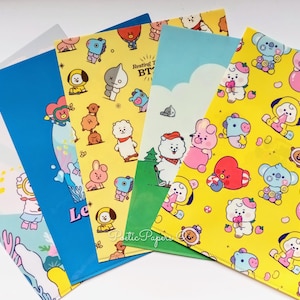 BT21 ファイルフォルダー | 軍隊向けギフト | Kpop フォルダー | 新学期用品 | RJ | クッキー | マン | コヤ | チミー | タタ | クッキー