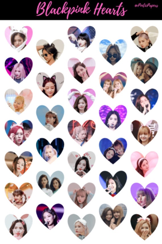 Blackpink Member Heart Stickers | Kpop Stickers | Bujo