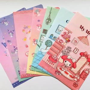 サンリオ ファイル フォルダー | パステル調の美的フォルダー | シングル ポケット フォルダー | かわいい紙製オーガナイザー | マイメロディ | クロミ | ポチャッコ | シナモロール