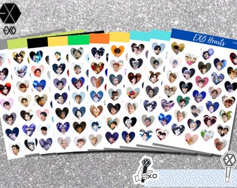 EXO Mitglied Herzaufkleber | Kpop Aufkleber | Bujo Journaling