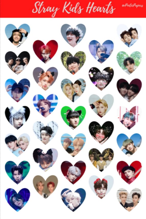 Stray Kids Member Heart Stickers Kpop Stickers Bujo Journaling 