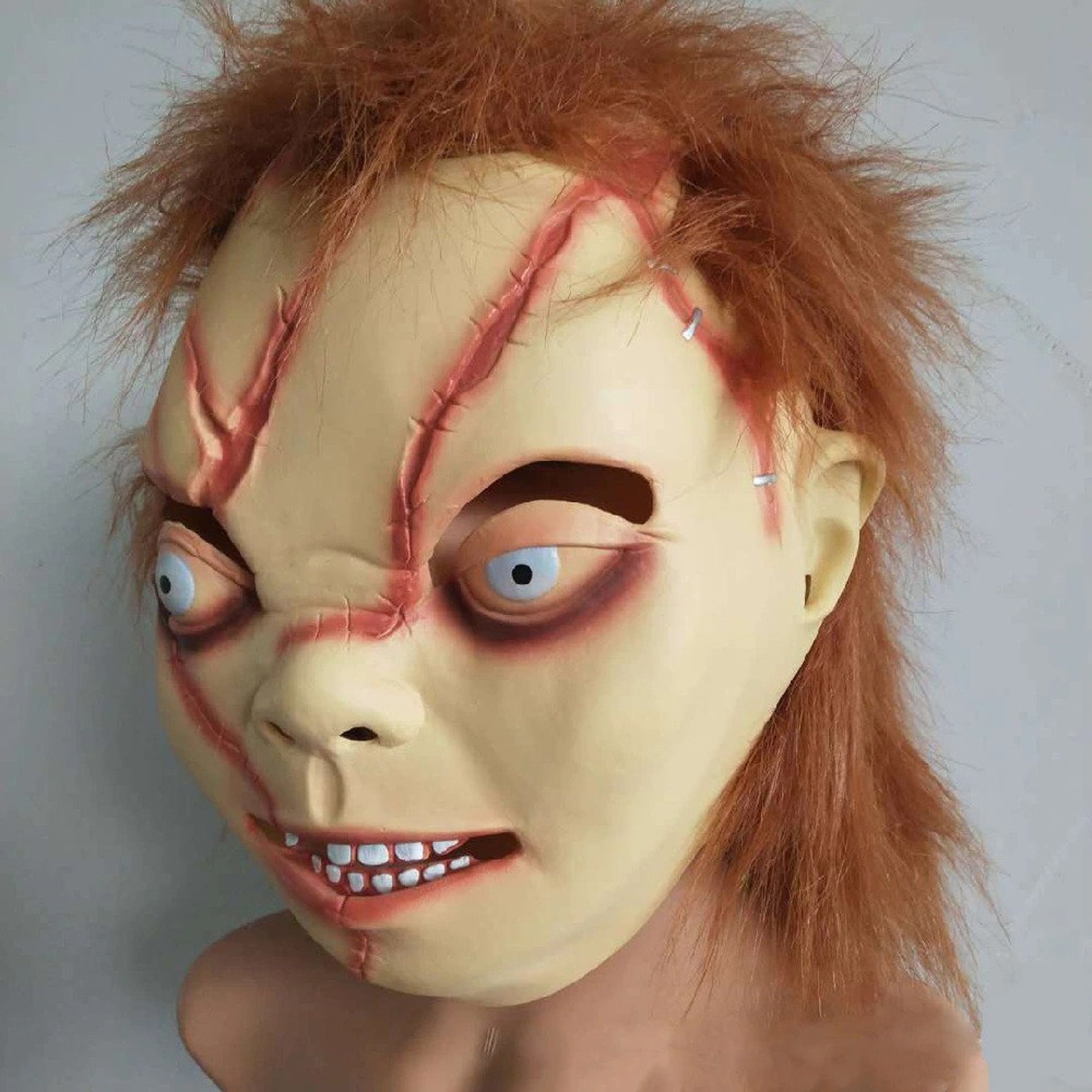 Chucky Scary Mask Creepy Face Halloween Horror Costume Props Etsy