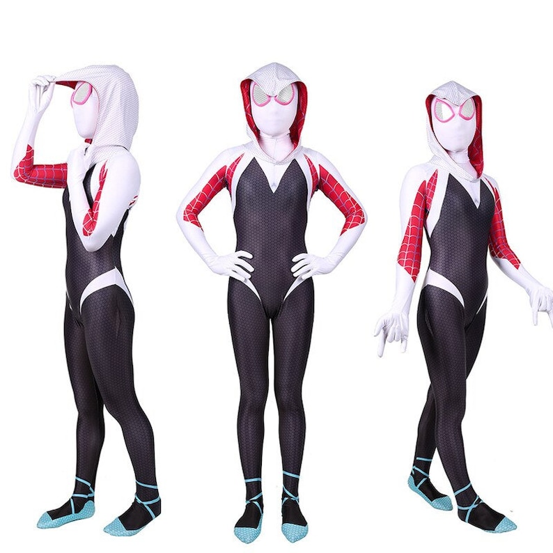 Anime Gwen Stacy Cosplay Costume Lycra Spandex Costume for Halloween Costumes Gwen Stacy Bodysuit for Adult Kids