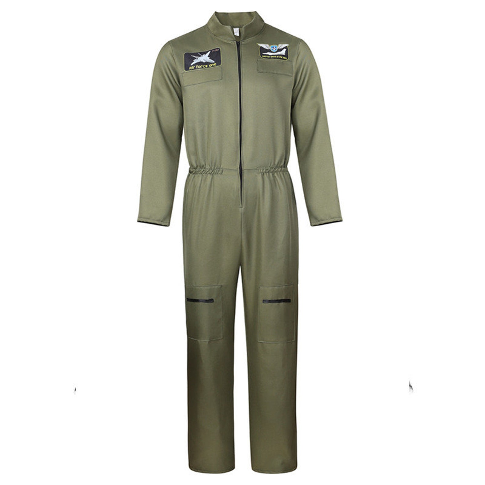 Adult Flight Suit Pilot Costume Mens Army Green Jumpsuit Etsy