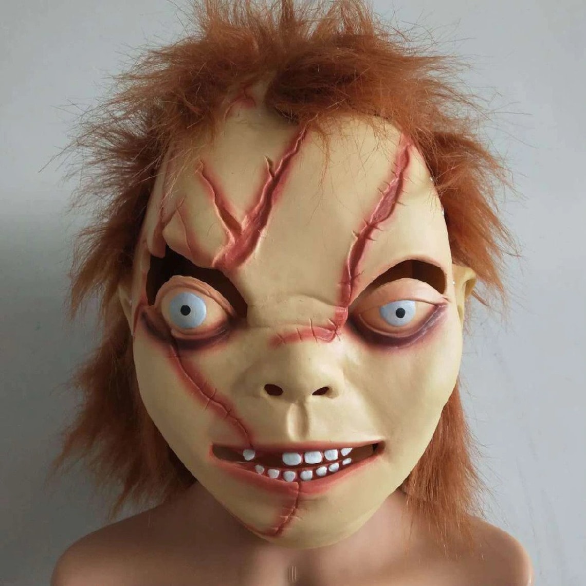 Chucky Scary Mask Creepy Face Halloween Horror Costume Props Etsy