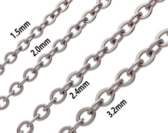 幅1.5 mm 2.0 mm 2.4 mm 3.2 mmケーブルチェーン、ステンレススチールジュエリーチェーンクロス溶接チェーンネックレスブレスレットジュエリーメイキング用