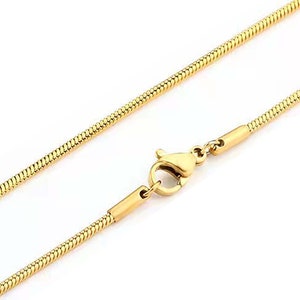 100PCS Width 0.9mm/1.2mm/1.5mm/2.0mm Stainless Steel Round Snake Chain Necklace, 18k Real Gold Plated