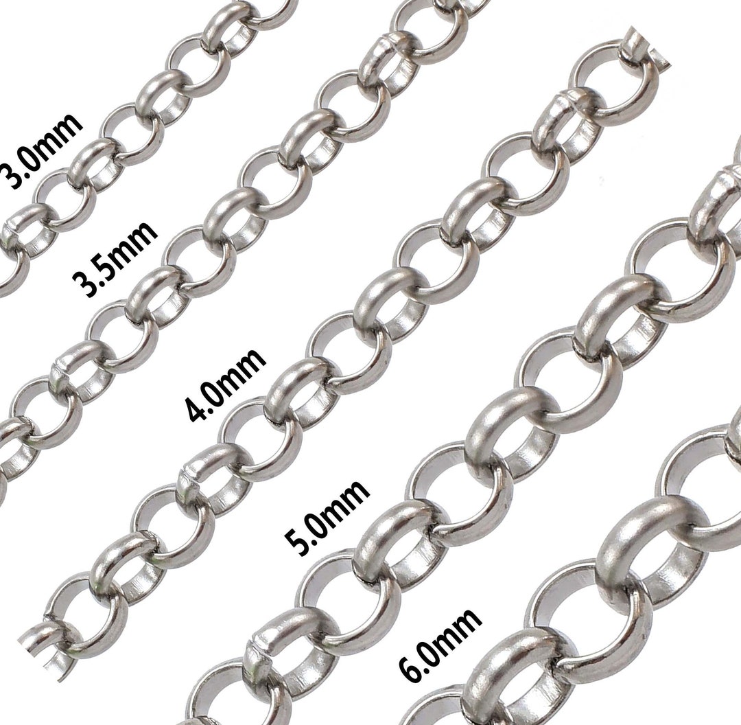 Bulk Wide 2.5/ 3 / 3.5 / 4 / 5 / 6 Mm Rolo Chain, 304 Stainless Steel