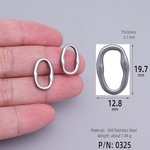 20x13mm Oval Charms, Edelstahl Massiv Anhänger für Armband Halskette Verbinder Schmuckherstellung, 0325