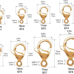 Bulk 9mm 10mm 12mm 13mm 15mm 17mm 19mm Stainless Steel Lobster Claw Clasps, 18K Gold Plated, Findings for Necklace Bracelet Jewelry Making