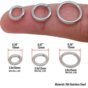 Bulk Stainless Steel Jump Rings, Outside Diameter 4mm 5mm 6mm 7mm 8mm 10mm 12mm 15mm, Closed Unsoldered Wire 21/20/19/18/16/14/12 Gauge image 10