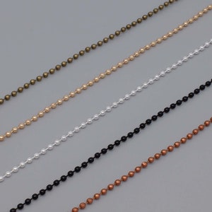32-Ft Wide 1.5mm Copper Ball Chain, with 50 Connector Clasps, Bronze,KC Gold,Black, Copper,Silver Jewelry Chain for Craft Jewelry Making
