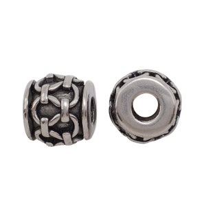 Agujero de 3,4 mm, cuentas europeas de acero inoxidable, pulsera espaciadora de agujero grande, cuentas de tubo corto deslizante de Paracord para fabricación de joyas 0529