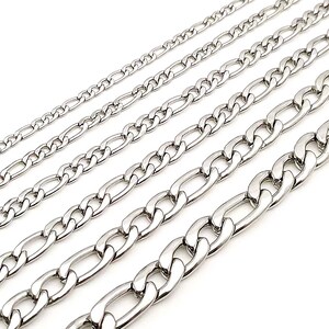 Bulk 100M 3mm/4mm/5mm/6mm/7mm Stainless Steel 3:1 Curb Chains, Figaro Chain NK for Necklace Bracelet Dector Handbag DIY Craft Jewelry Making