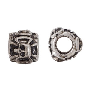 Hole 5mm, Stainless Steel Skull Cross European Beads Large Hole Spacer Bracelet Paracord Slider Short Tube Beads for Jewelry Making 0533