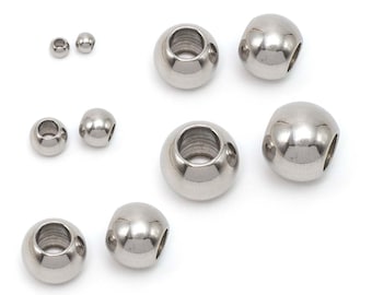 Bulk 3x1.5mm/4x2.2mm/6x3mm/8x4.5mm/8x5mm/10x5mm, Stainless Steel Spacer Beads, Round Metal Polished Hole Beads