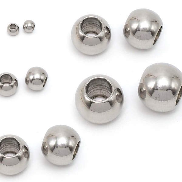 Bulk 3x1.5mm/4x2.2mm/6x3mm/8x4.5mm/8x5mm/10x5mm, Stainless Steel Spacer Beads, Round Metal Polished Hole Beads