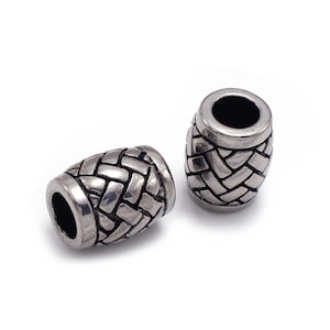 Foro 5,4 mm, 14 x 11 mm, perline europee intrecciate in acciaio inossidabile, distanziatore per bracciale Paracord, cursore, perline corte a tubo 0521