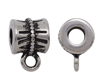 Hole 4.6mm, Stainless Steel Bail with Loop Big Hole Spacer Tube Beads for Necklace Bracelet Connector Charms Jewelry Making 0501