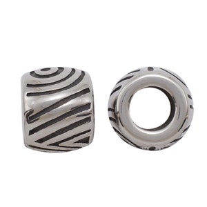 Agujero 6mm, cuentas europeas de acero inoxidable Gran orificio Espaciador Pulsera Paracord Slider Short Tube Cuentas para la fabricación de joyas 0536