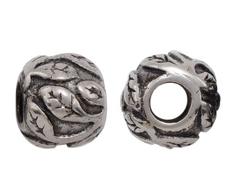 Hole 4.5mm, Stainless Steel Leaf European Beads Large Hole Spacer Bracelet Paracord Beard Hair Slider Short Tube Beads 0540