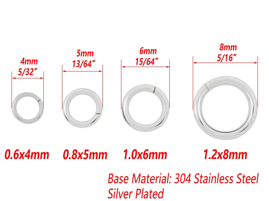 Bulk Silver Plated Stainless Steel Closed Style Jump Rings, 4mm