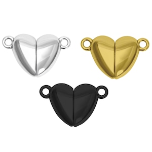 11x17mm Stainless Steel Heart Magnetic Clasps, Silver Gold Black, Hand Polished, for Necklace Bracelet Connector Jewelry Making, 0318