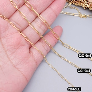 Wide 2.5/3/4mm Stainless Steel Paperclip Chains, 18K Gold Plated, Soldered Round Wire, Cable Long Craft Chain for Necklace Bracelet Jewelry