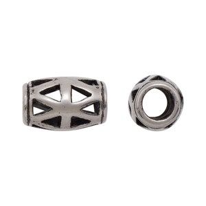 Foro 4mm, acciaio inossidabile cavo perline europee grande foro distanziatore bracciale Paracord barba capelli slider tubo perline 0548