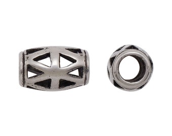 Hole 4mm, Stainless Steel Hollow European Beads Large Hole Spacer Bracelet Paracord Beard Hair Slider Tube Beads 0548