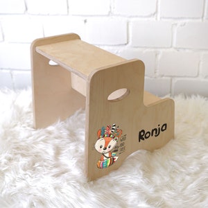 Stool for children, personalized step stool with name, children's stool made of wood, children's chair made of birch wood, children's step Montessori footstool