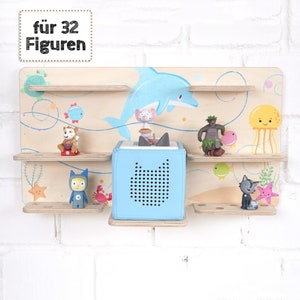 Shelf for music box and Tonie figures, wall shelf and standing shelf, storage for Tonies, holder for Toniebox, wall shelf motif: water world