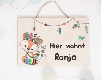 Türschild für Kinderzimmer, Kinderzimmerschild, Namensschild aus Holz personalisiert mit Name