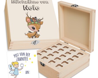 Zahndose Milchzahndose personalisiertes Babygeschenk mit Name, Holzdose Zahnfee