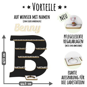 Detailansicht des Regals aus einer anderen Perspektive, die die Halterung für die Toniebox zeigt.