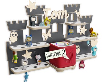 Shelf for Toniebox and Tonie figures, customizable, storage for Tonies, holder for music box, motif: castle / knight's castle