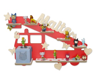 Storage shelf for Tonie figures, shelf for Toniebox, holder for music box and magnetic toy figures, children's shelf, fire department