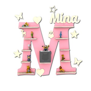 Tonie shelf, wall shelf Tonie figures, personalized with name, storage for Tonies, holder for Toniebox, motif: letter "M"