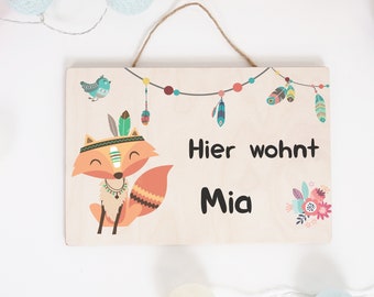 Türschild für Kinderzimmer, Kinderzimmerschild, Namensschild aus Holz personalisiert mit Name