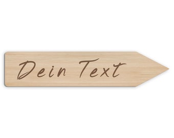 Großes Holzschild für Hochzeit - Pfeil aus Holz mit Wunschtext - Personalisierbares Wegweiser-Schild mit Gravur